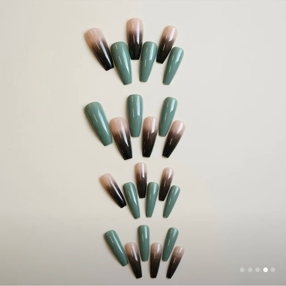 Moody Forest Ombré & Sage Green Press-On Nails – 24 Reusable Nails - Picture 4 of 7